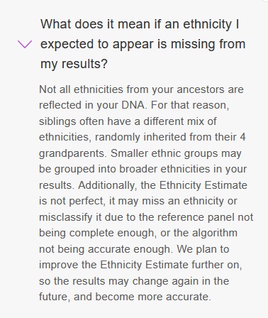 MyHeritage explaining missing results.