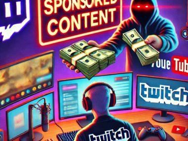 Gamer surrounded by sponsored content