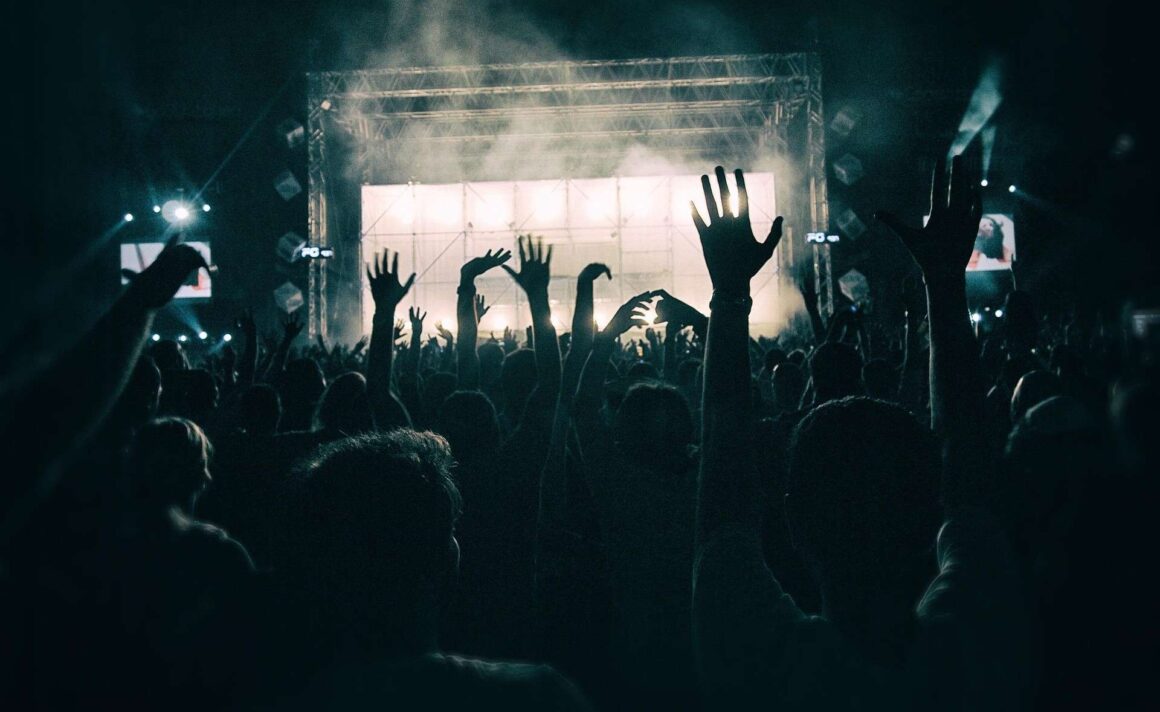 A group of people at a concert.