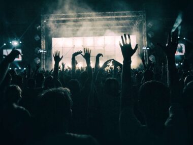 A group of people at a concert.