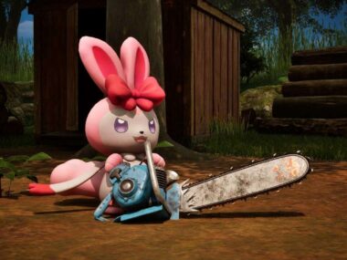Ribbuny holding a chainsaw from Palworld: Palfarm