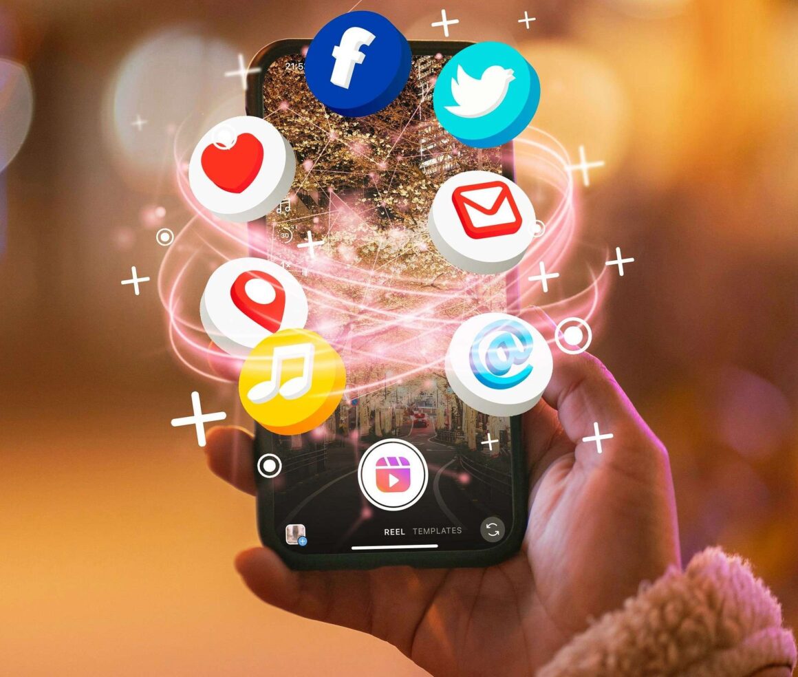 smartphone with social media apps