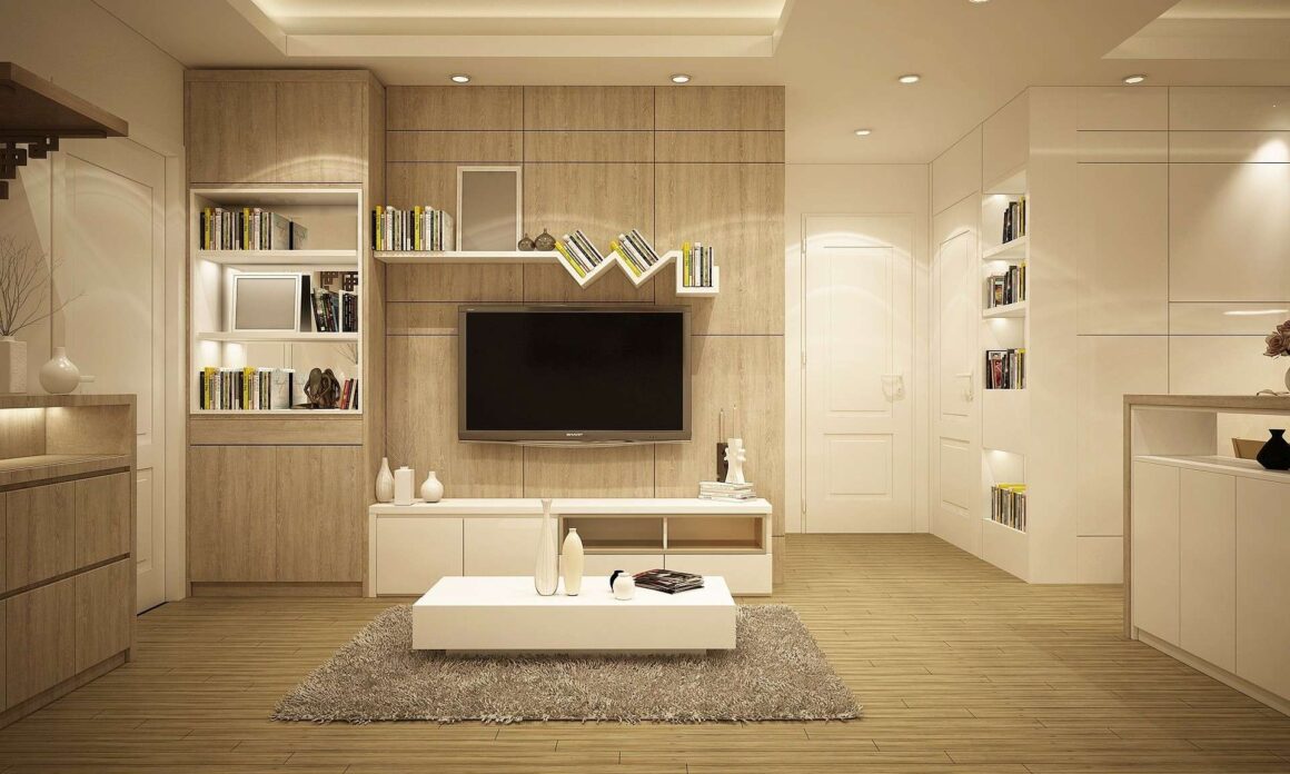living room with a TV
