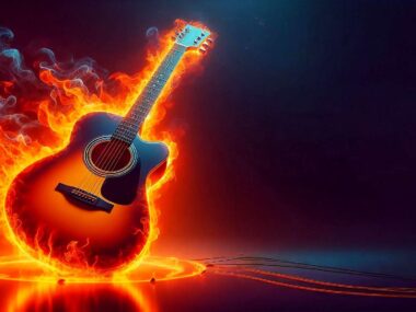 guitar set on fire