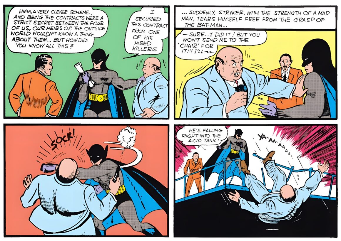 Batman punched Alfred Styker into an acid pit.