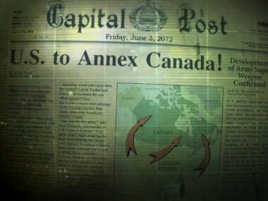 newspaper showing the US plan to annex in Fallout