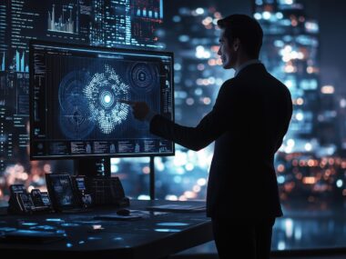 A human using computer and AI tools