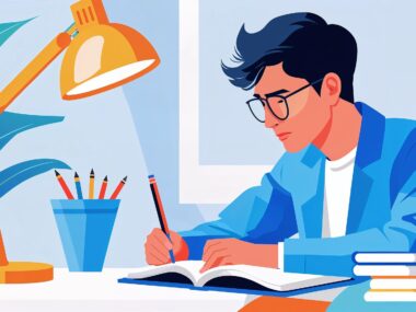 Man studying at his desk