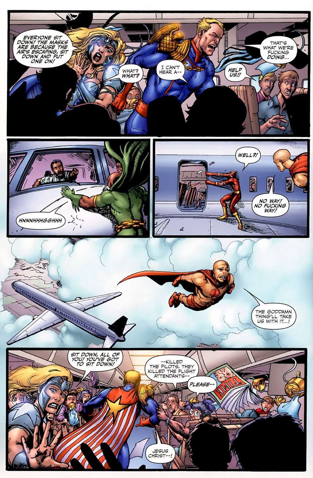 Scene from The Boys comic about the plane crash.