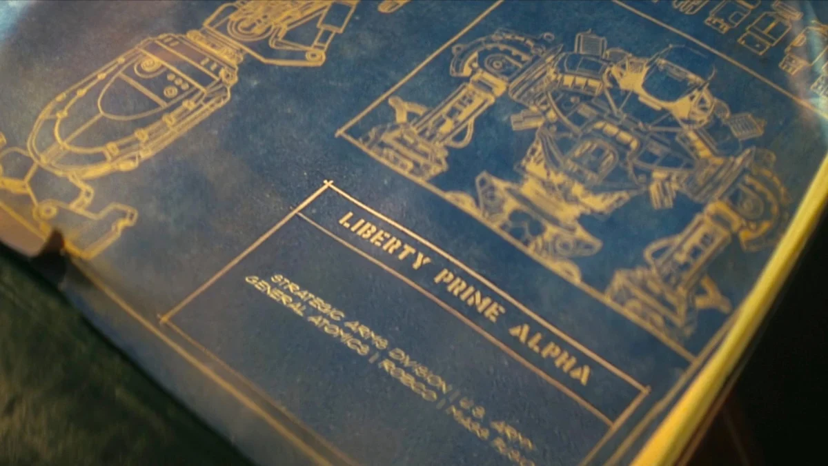 the blueprint for Liberty Prime Alpha from the Fallout season 2 finale