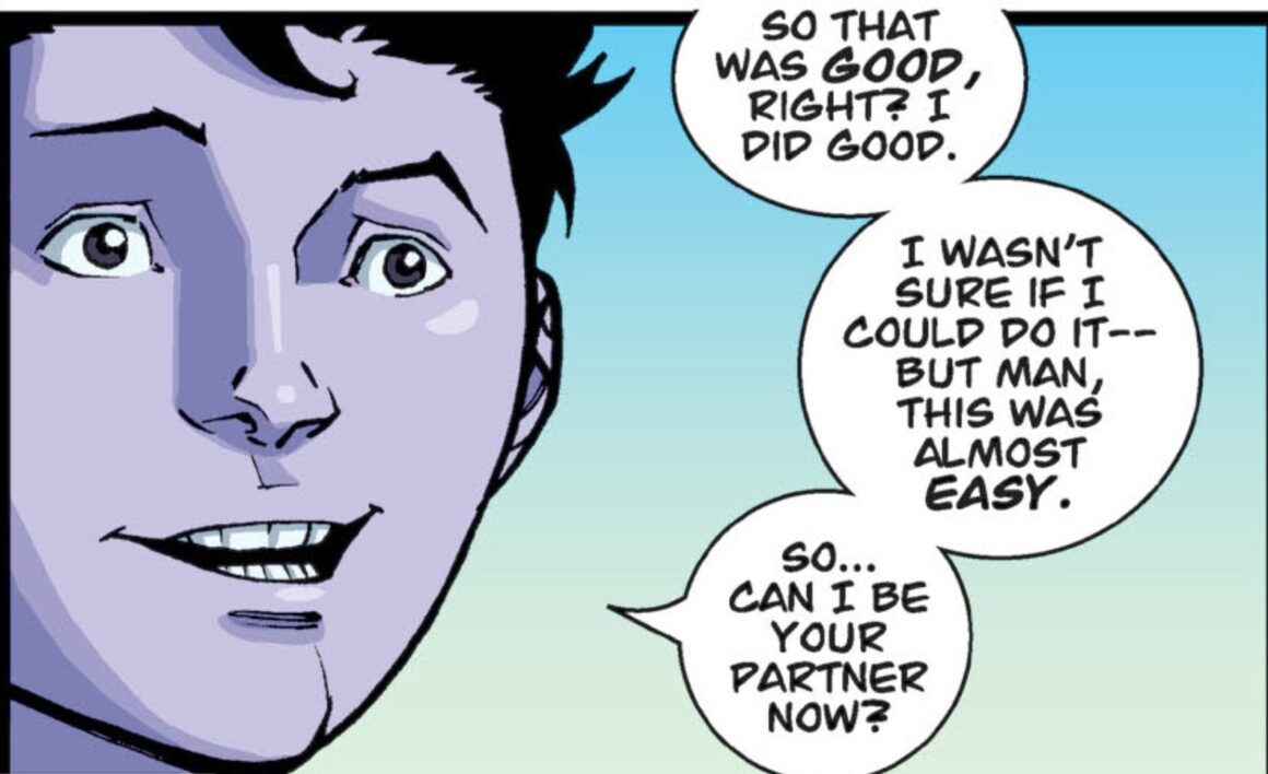 Oliver asking if he can be Mark's partner from Invincible.