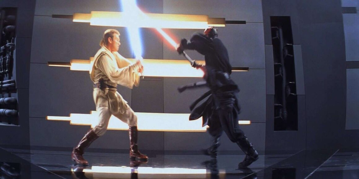 Darth Maul fighting Obi-Wan Kenobi