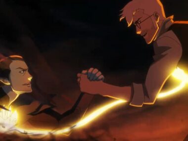 Vax saving Percy from Orthax in The Legend of Vox Machina