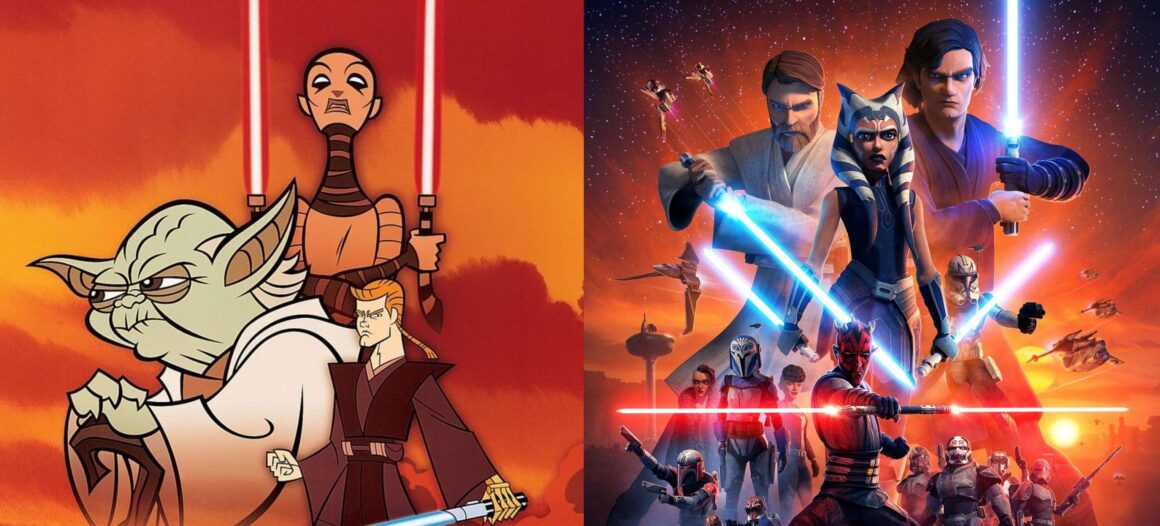 2003 Clone Wars on the left, 2008 Clone Wars series on the right
