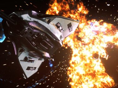 a ship exploding in Star Citizen