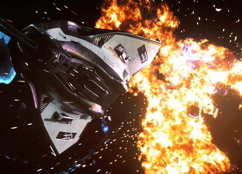 a ship exploding in Star Citizen