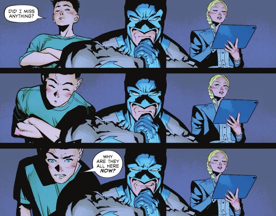 Damian asking why all the assassins are in Gotham in Batman #12
