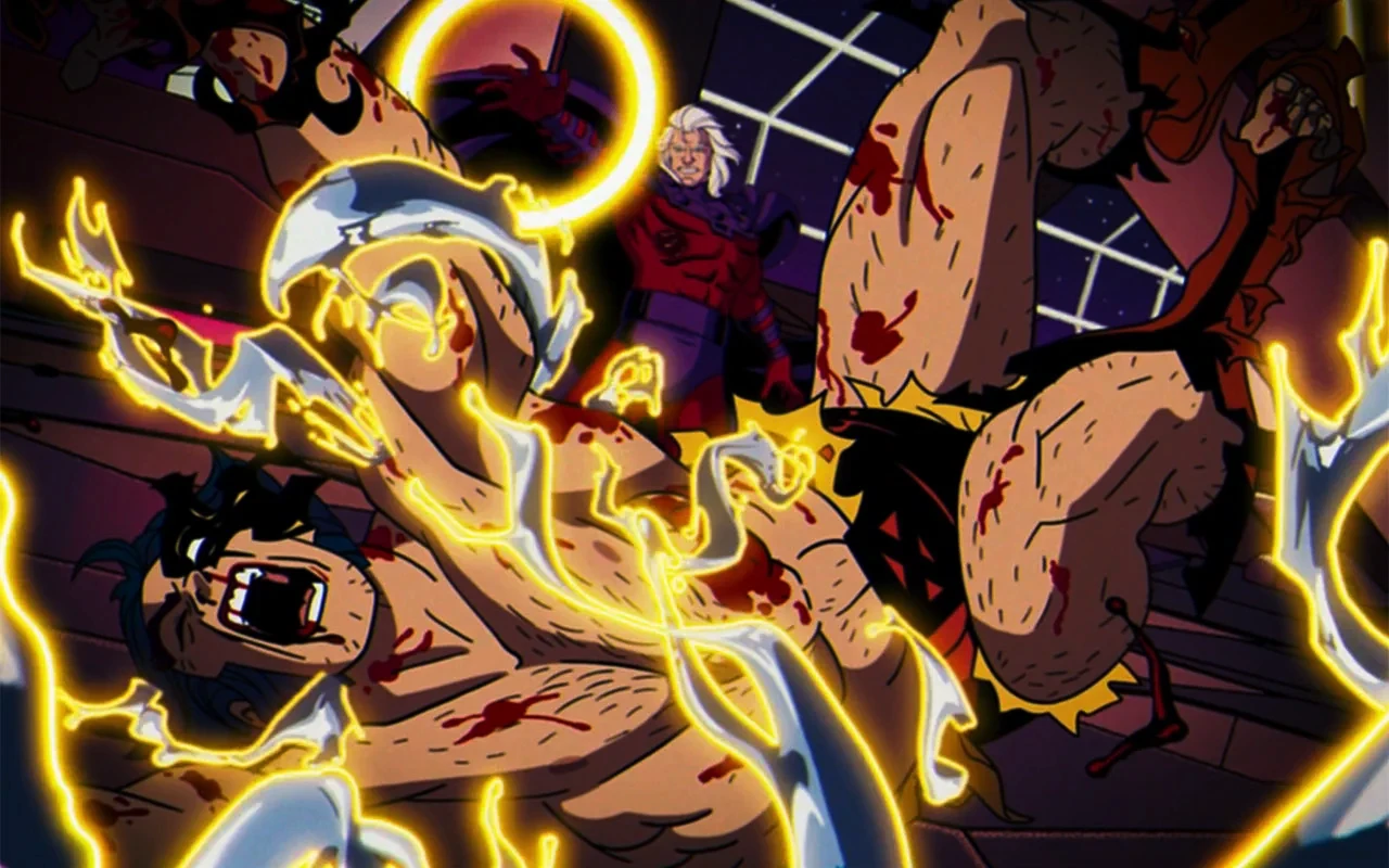 Magneto ripping the Adamantium off Wolverine's skeleton in X-Men '97