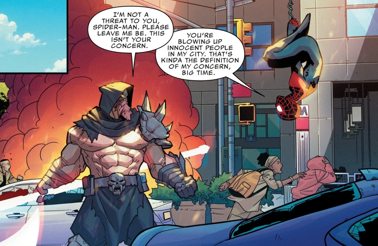 Revenant tells Spider-Man to back off in Miles Morales #1