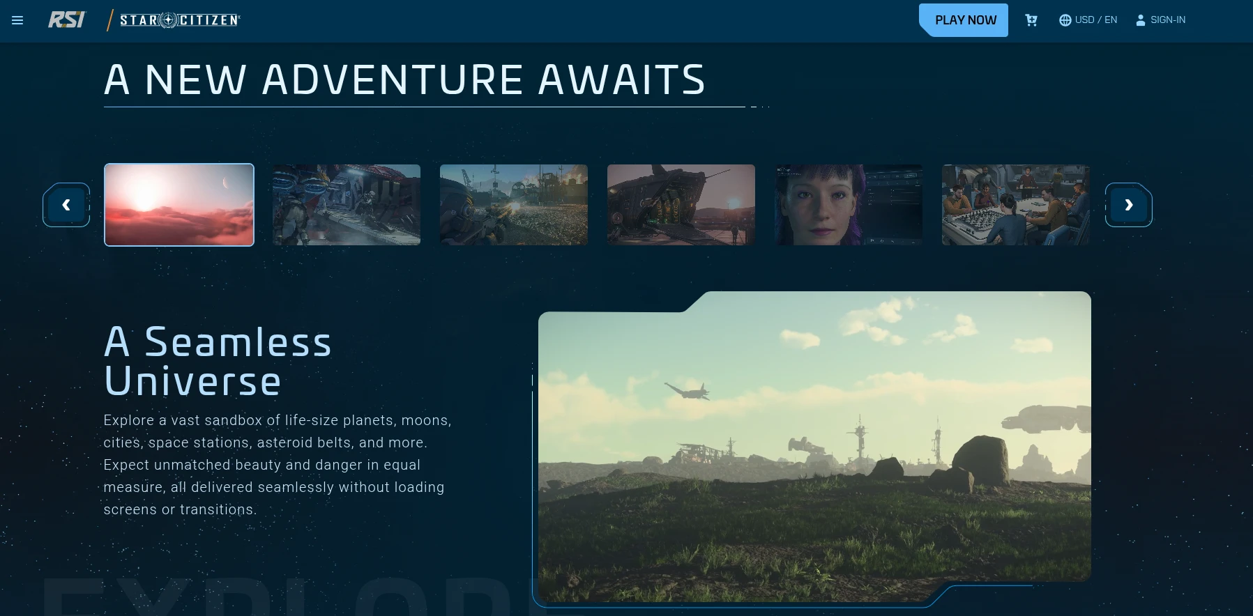 Star Citizen front page