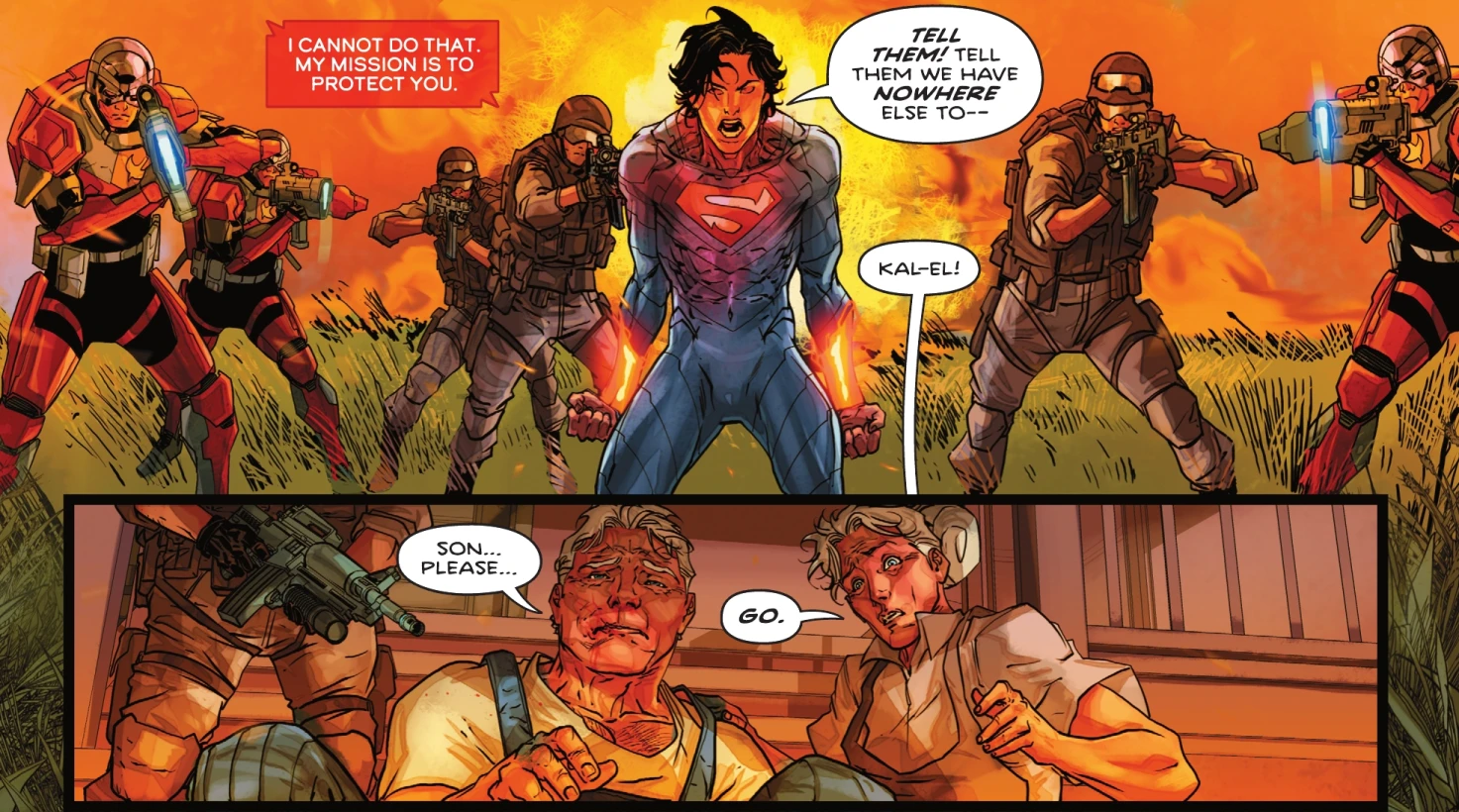 Lazarus confronts Superman at the Kent farm