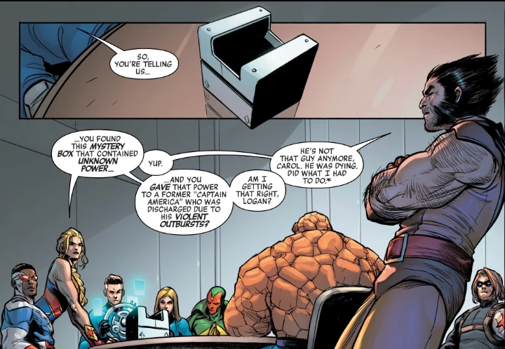 the Avengers with the Origin Box in Avengers: Armageddon #3