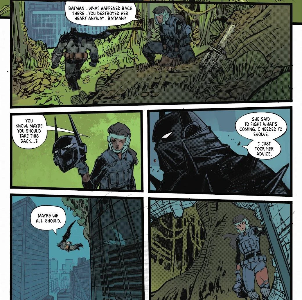 Barbara Gordon with Batman following Pamela Isley’s defeat 