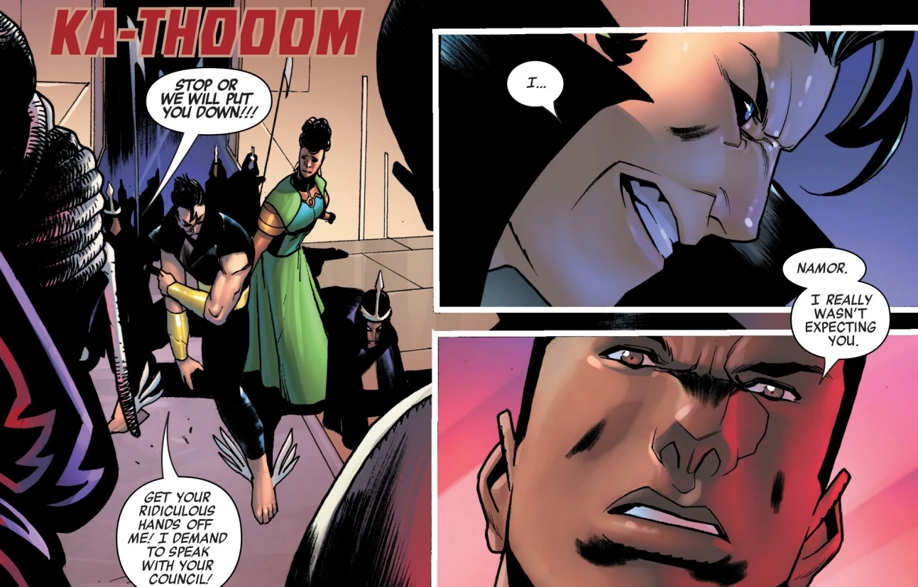 Namor in Wakanda from Black Panther & Namor: Doomed #1