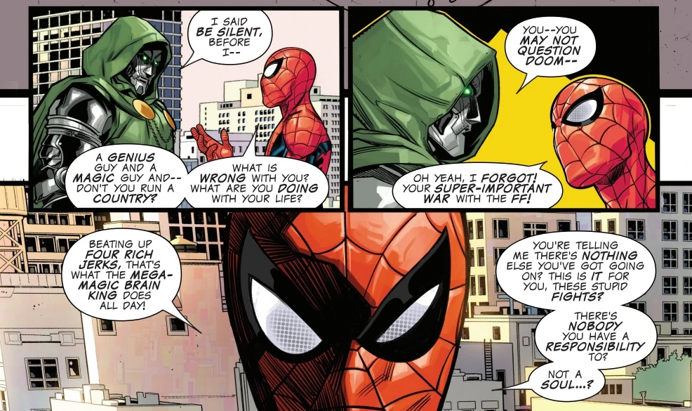 Spider-Man tells off Doom in Challenges of Doom: Spiderman