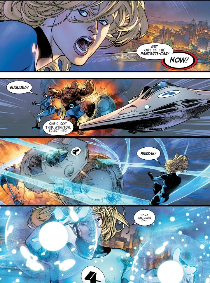 Invisible Woman crashes Fantasti-Car