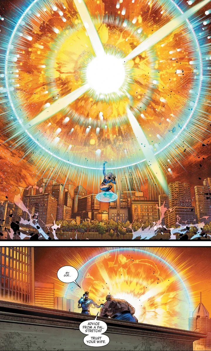 Invisible Woman stops a nuke from hitting Pittsburgh