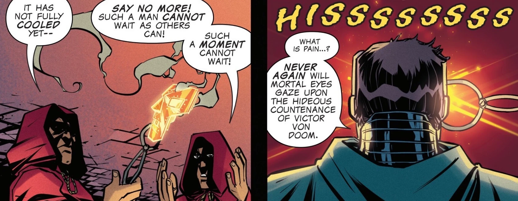 Victor von Doom getting his iconic mask in Challenges of Doom: Mr. Fantastic.