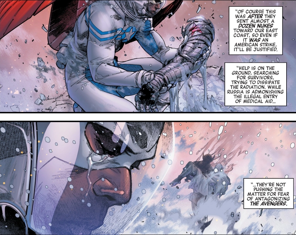 Sam Wilson mourns Bucky Barnes in Avengers: Armageddon #5