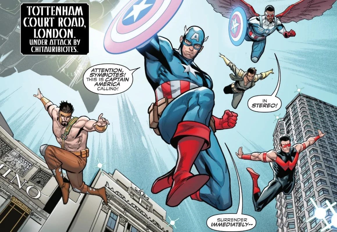 Captain America, Falcon, Hercules and Wonder Man from Queen in Black #2