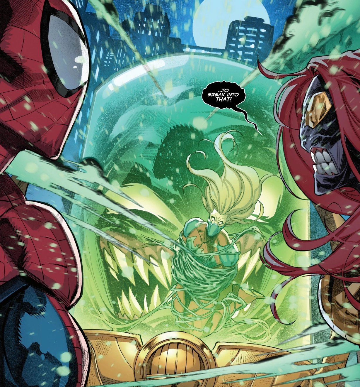 Dylan is trapped inside the Symbiote Intelligence pod