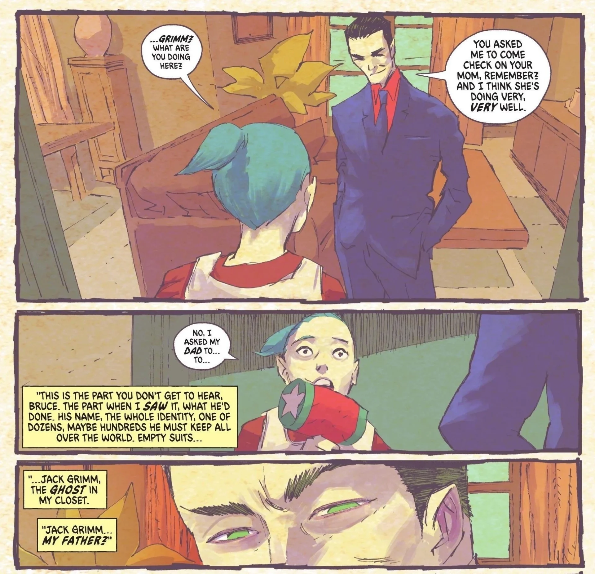 Harley Quinn realizing Joker is her father