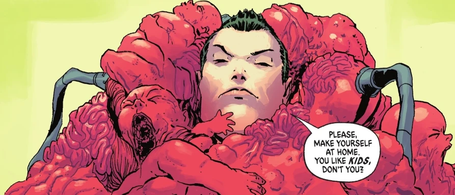 Grimm covered in body of kids in Absolute Batman #25