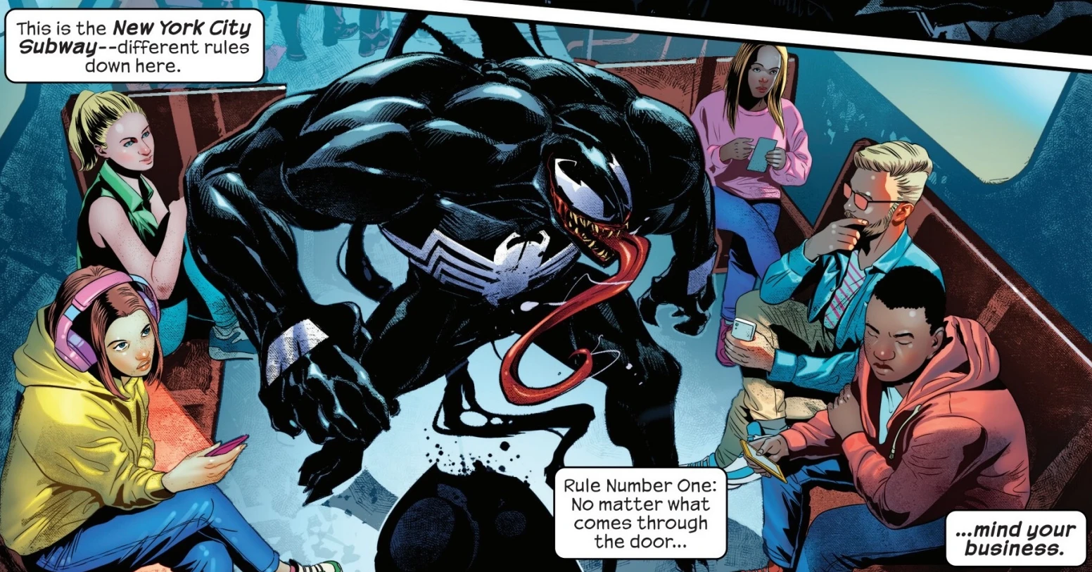 People on the subway don't care about Venom in Venom #1