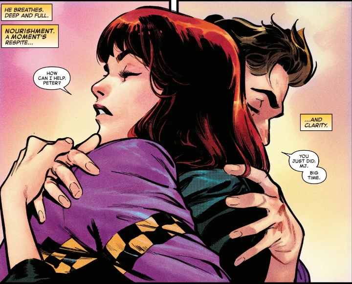 Peter and Mary Jane embrace in Amazing Spider-Man #1001