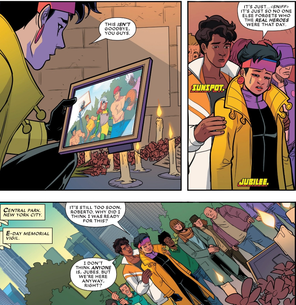 several mutants mourn the X-Men