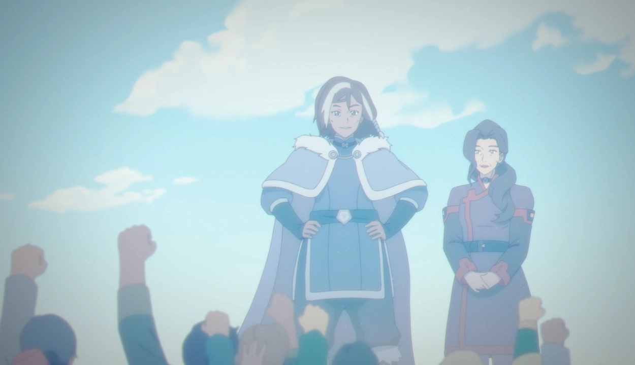 An older Korra and her wife Asami Sato in happier times