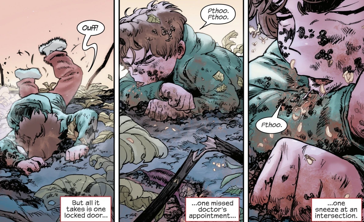 Young Peter fell on Bamf's body in Midnight: Spider-Man #1