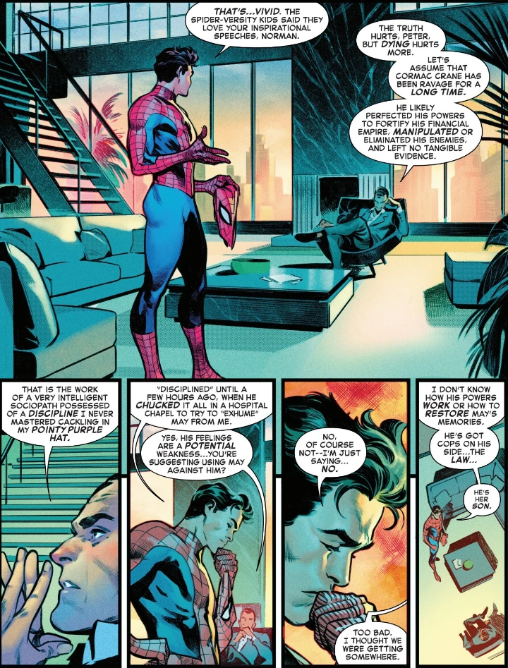 Spider-Man speaks with Norman Osborne