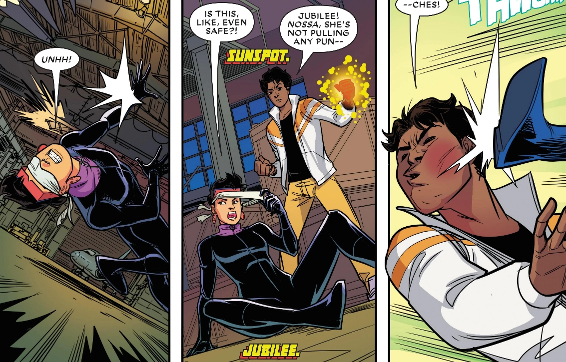 Psylocke puts Jubilee and Roberto through a rough training session