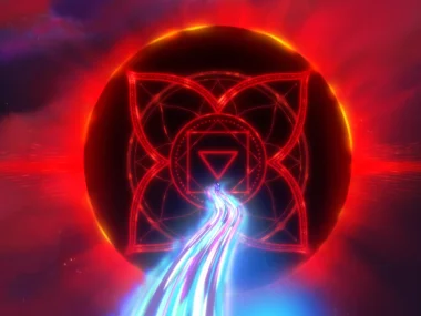 The red gate with the root chakra symbol from Avatar: Seven Havens