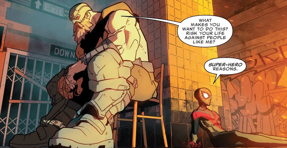 Revenant asks why Spider-Man is a superhero in Miles Morales #3