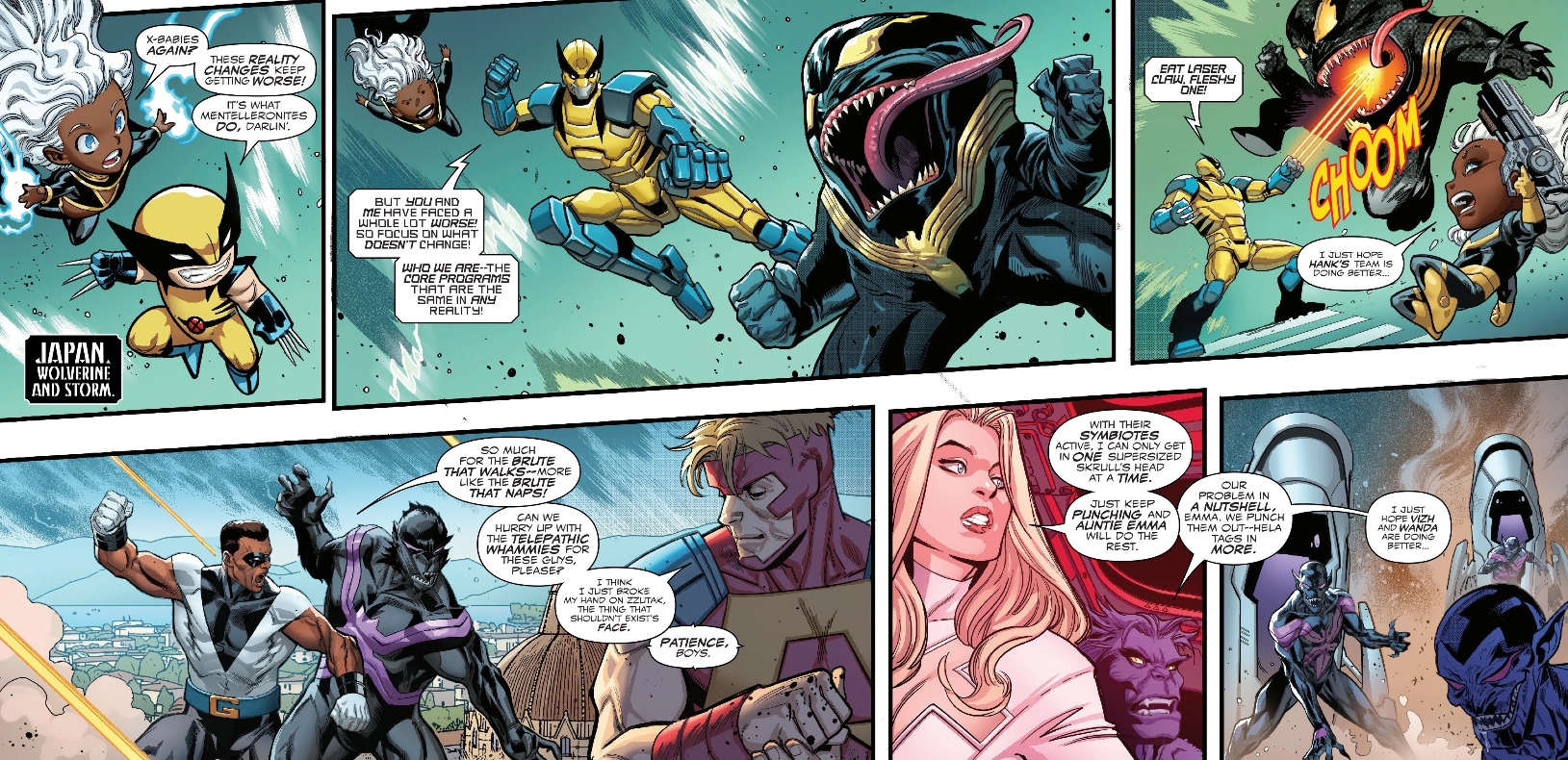 The heroes struggle to defend the Earth in Queen in Black #4